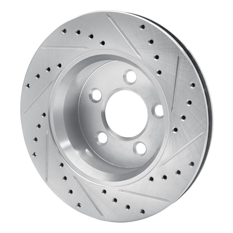 Dodge Nitro Brake Rotor (1) - Front Left - R1 Concepts - Drilled & Slotted - Silver - `07-`12